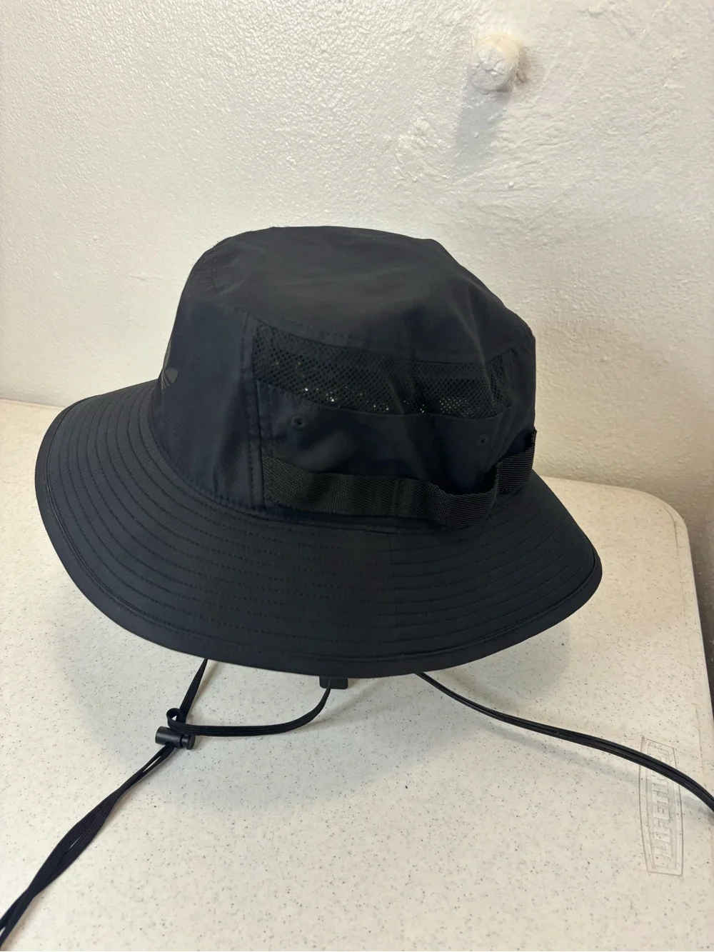 adidas Black Bucket Hat with Chin Strap